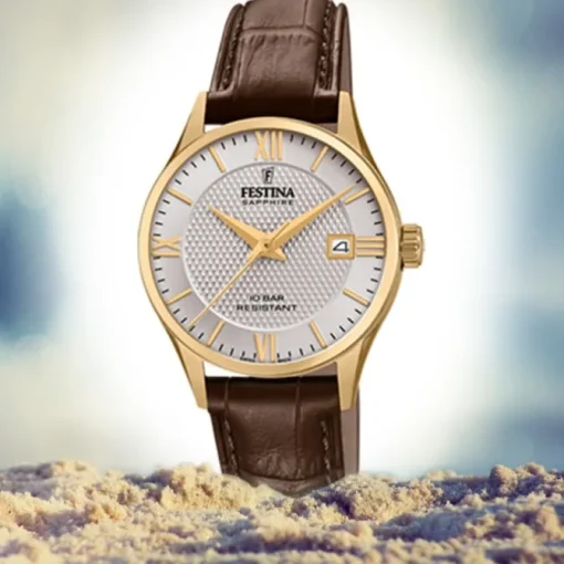Festina Damen Armbanduhr Swiss Made F20011/2 Quarz Leder braun UF20011/2