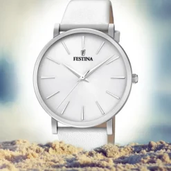 Festina Damen Armbanduhr Boyfriend F20371/1 Quarz Leder weiß UF20371/1