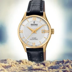 Festina Damen Armbanduhr Swiss Made F20011/1 Quarz Leder schwarz UF20011/1
