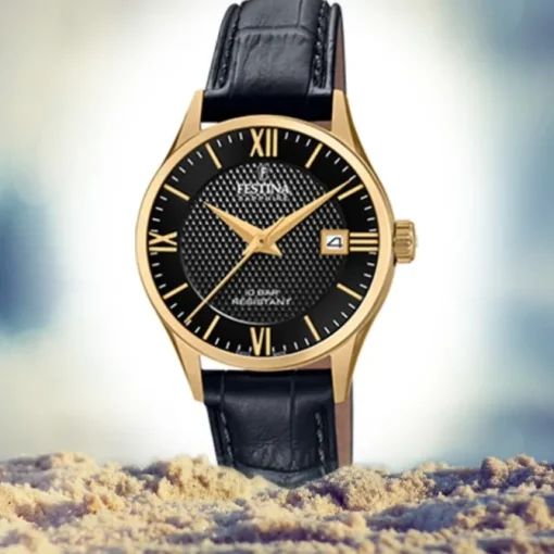 Festina Damen Armbanduhr Swiss Made F20011/4 Quarz Leder schwarz UF20011/4