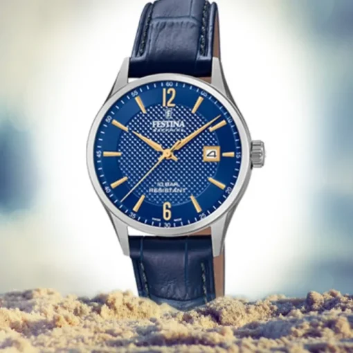 Festina Damen Armbanduhr Swiss Made F20009/3 Quarz Leder blau UF20009/3