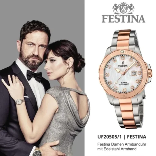 Festina Damen Armbanduhr Boyfriend F20505/1 Edelstahl silber rosa UF20505/1