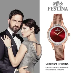 Festina Damen Armbanduhr Mademoiselle F20496/1 Analog Edelstahl rosa UF20496/1