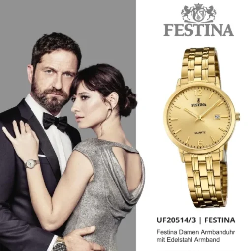 Festina Damen Armbanduhr Klassik F20514/3 Analog Edelstahl gold UF20514/3