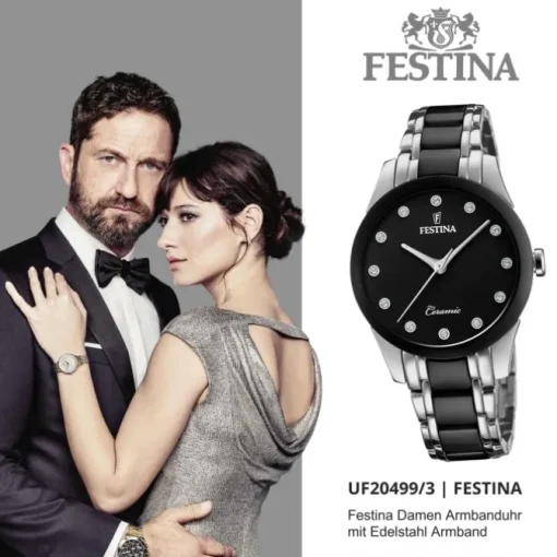 Festina Damen Armbanduhr F20499/3 Edelstahl Keramik silber schwarz UF20499/3