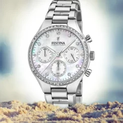 Festina Damen Armbanduhr Boyfriend F20401/1 Quarz Edelstahl silber UF20401/1