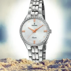 Festina Damen Armband-Uhr F20218/1 Quarz Edelstahl silber UF20218/1