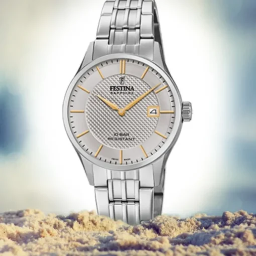 Festina Damen Armbanduhr Swiss Made F20006/2 Quarz Edelstahl silber UF20006/2