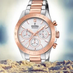 Festina Damen Armbanduhr Boyfriend F20398/1 Edelstahl silber rosé UF20398/1