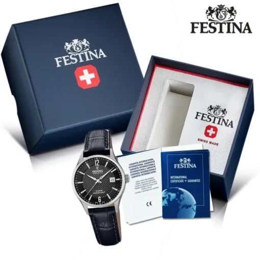 Festina Damen Armbanduhr Swiss Made F20009/4 Quarz Leder schwarz UF20009/4