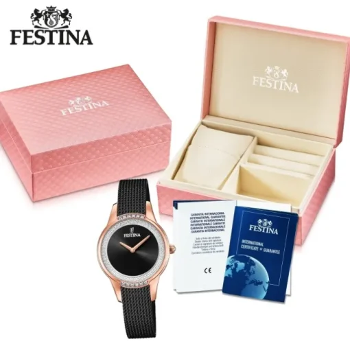 Festina Damen Armbanduhr Mademoiselle F20496/2 Edelstahl schwarz UF20496/2
