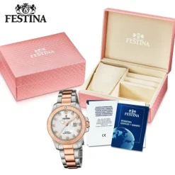 Festina Damen Armbanduhr Boyfriend F20505/1 Edelstahl silber rosa UF20505/1