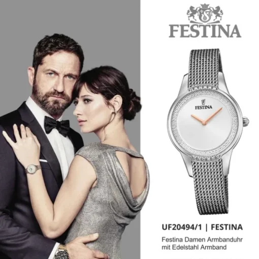 Festina Damen Armbanduhr Mademoiselle F20494/1 Analog Edelstahl silber UF20494/1