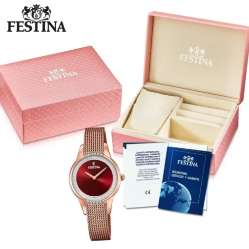 Festina Damen Armbanduhr Mademoiselle F20496/1 Analog Edelstahl rosa UF20496/1