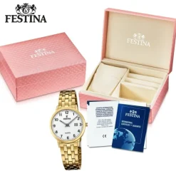 Festina Damen Armbanduhr Klassik F20514/1 Analog Edelstahl gold UF20514/1