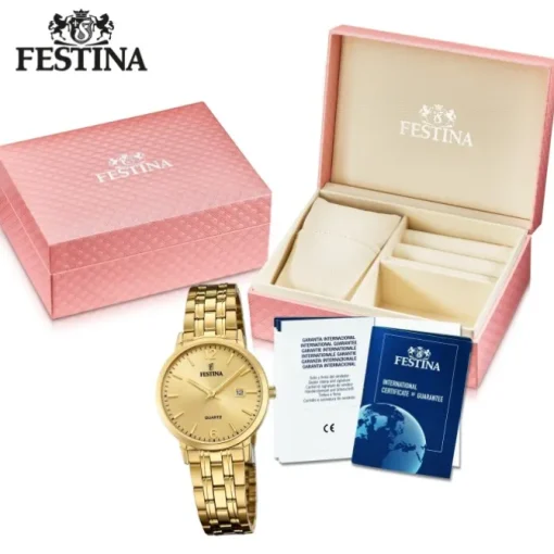Festina Damen Armbanduhr Klassik F20514/3 Analog Edelstahl gold UF20514/3