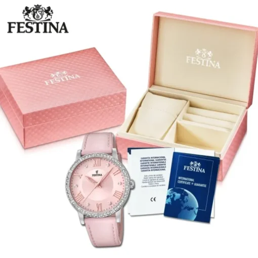 Festina Damen Armbanduhr Boyfriend F20412/2 Quarz Leder altrosa UF20412/2
