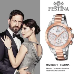Festina Damen Armbanduhr Boyfriend F20398/1 Edelstahl silber rosé UF20398/1