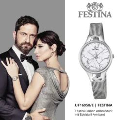 Festina Damen Armbanduhr Mademoiselle F16950/E Quarz Edelstahl silber UF16950/E