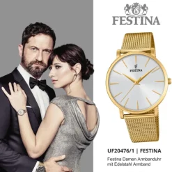 Festina Damen Armbanduhr Ladies Classic F20476/1 Quarz Edelstahl gold UF20476/1
