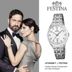Festina Damen Armbanduhr Klassik F20468/1 Quarz Titan silber UF20468/1