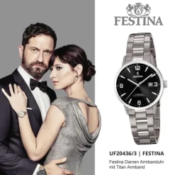 Festina Damen Armbanduhr Klassik F20436/3 Quarz Titan silber UF20436/3