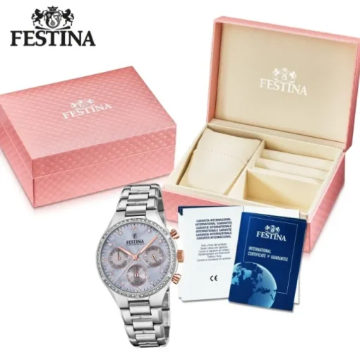 Festina Damen Armbanduhr Boyfriend F20401/3 Quarz Edelstahl silber UF20401/3