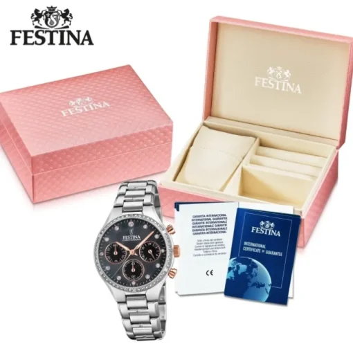 Festina Damen Armbanduhr Boyfriend F20401/4 Quarz Edelstahl silber UF20401/4