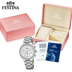 Festina Damen Armbanduhr Boyfriend F20401/1 Quarz Edelstahl silber UF20401/1
