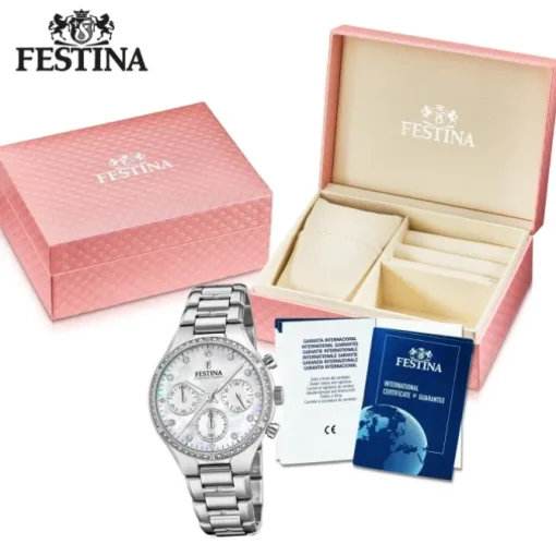 Festina Damen Armbanduhr Boyfriend F20401/1 Quarz Edelstahl silber UF20401/1