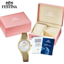 Festina Damen Armbanduhr Mademoiselle F20495/1 Analog Edelstahl gold UF20495/1