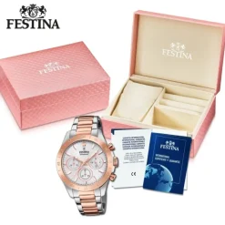Festina Damen Armbanduhr Boyfriend F20398/1 Edelstahl silber rosé UF20398/1