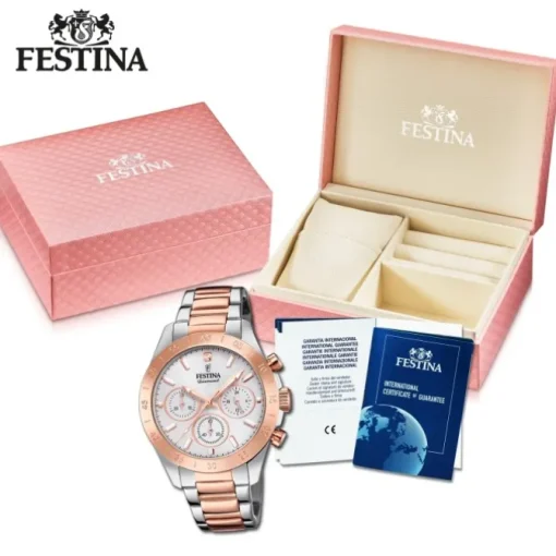 Festina Damen Armbanduhr Boyfriend F20398/1 Edelstahl silber rosé UF20398/1