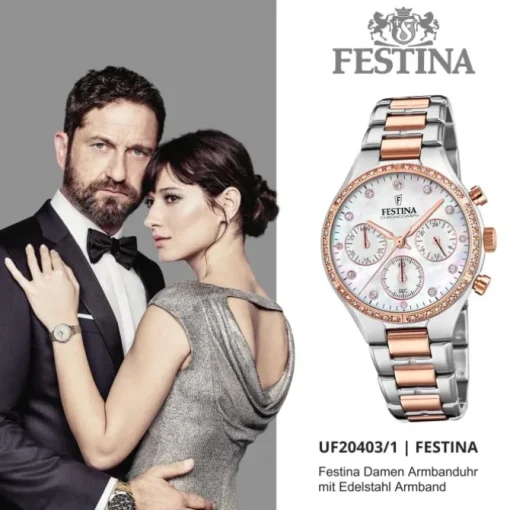 Festina Damen Armbanduhr Boyfriend F20403/1 Quarz Edelstahl silber UF20403/1