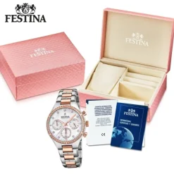 Festina Damen Armbanduhr Boyfriend F20403/1 Quarz Edelstahl silber UF20403/1