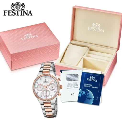 Festina Damen Armbanduhr Boyfriend F20403/1 Quarz Edelstahl silber UF20403/1