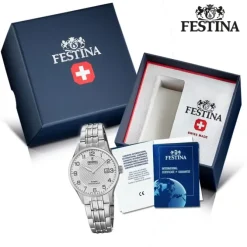 Festina Damen Armbanduhr Swiss Made F20006/1 Quarz Edelstahl silber UF20006/1