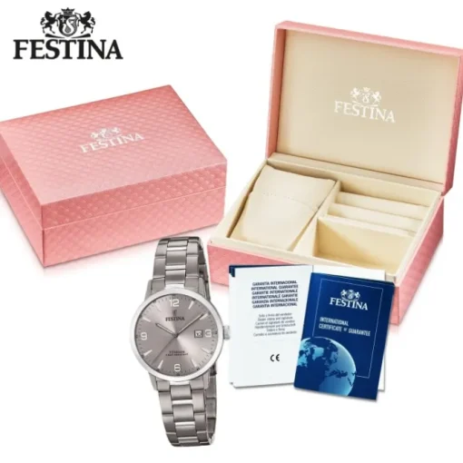 Festina Damen Armbanduhr Klassik F20436/2 Quarz Titan silber UF20436/2