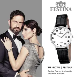 FESTINA Damen-Armbanduhr analog Quarz Leder Klassik Uhr UF16477/1