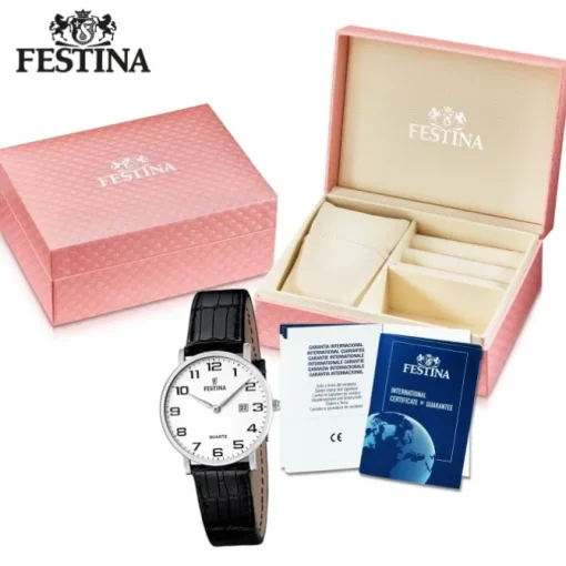FESTINA Damen-Armbanduhr analog Quarz Leder Klassik Uhr UF16477/1