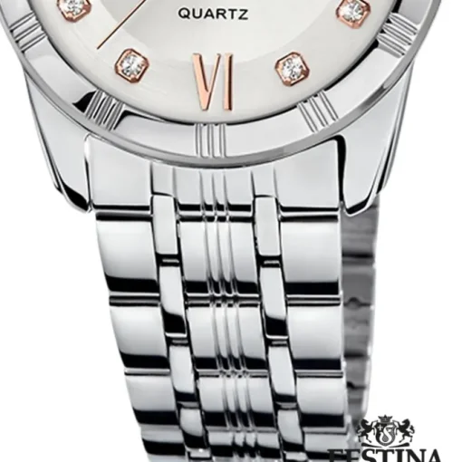 Festina Damen-Armbanduhr Boyfriend Quarz Edelstahl silber rose UF16940/B