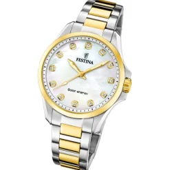 Festina Damenuhr Edelstahl silber gold Festina Solar Energy Solaruhr UF20655/1