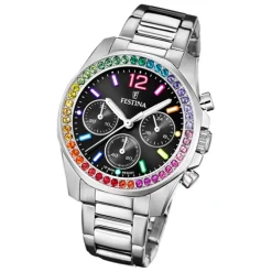 Festina Damenuhr Edelstahl silber Festina Boyfriend Armbanduhr UF20606/3