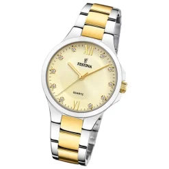 Festina Damenuhr Edelstahl silber gold Festina Boyfriend Armbanduhr UF20618/1