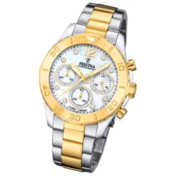 Festina Damenuhr Edelstahl silber gold Festina Boyfriend Armbanduhr UF20604/1