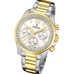 Festina Damenuhr Edelstahl silber gold Festina Boyfriend Armbanduhr UF20607/1