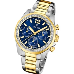 Festina Damenuhr Edelstahl silber gold Festina Boyfriend Armbanduhr UF20607/2