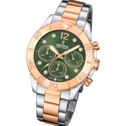 Festina Damenuhr Edelstahl silber gold Festina Boyfriend Armbanduhr UF20605/2