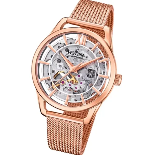 Festina Damenuhr Edelstahl rosé Festina Automatik Armbanduhr UF20628/2