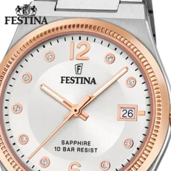 Festina Damenuhr Edelstahl silber Festina Swiss made Armbanduhr UF20037/1